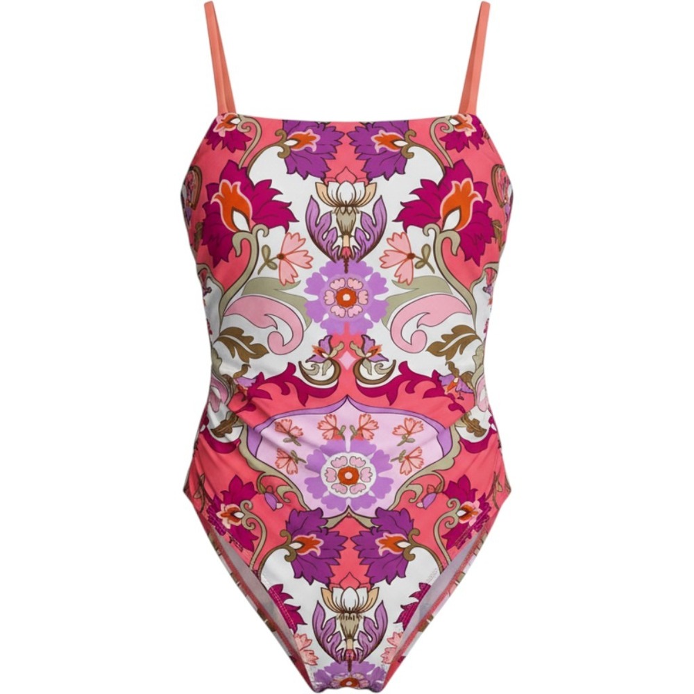 Cupshe Swimsuit Women L Pink Floral Paisley One Piece Tummy Control Bohemian